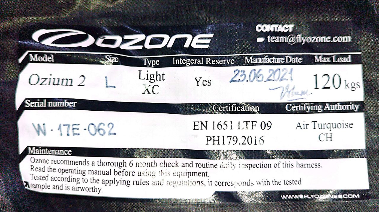 Ozone Ozium 2 Size L/M lightweight pod used 50 hrs